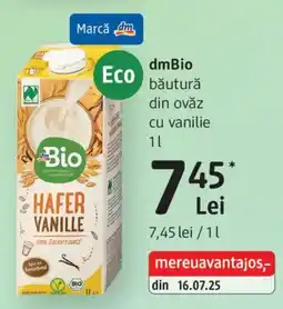 DM dmBio băutură din ovăz cu vanilie Ofertă
