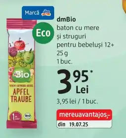 DM dmBio baton cu mere și struguri Ofertă