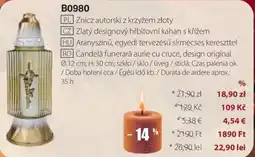 BetterStyle Candelă funerară aurie cu cruce Ofertă