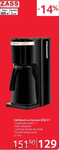 Selgros Zass cafetiera cu termos zcm 21 Ofertă