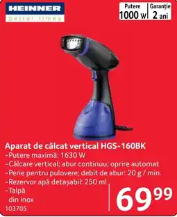 Selgros Heinner aparat de călcat vertical HGS-160BK Ofertă