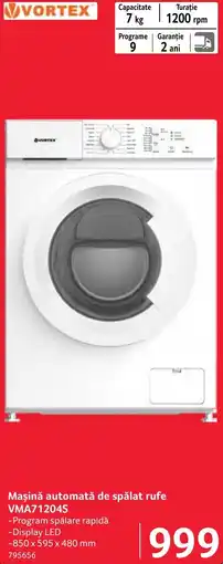 Selgros Vortex mașină automată de spălat rufe VMA71204S Ofertă