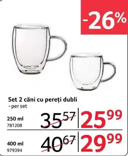 Selgros Set 2 căni cu pereți dubli Ofertă