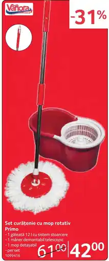 Selgros Vanora set curățenie cu mop rotativ Primo Ofertă