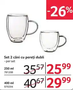 Selgros Set 2 căni cu pereți dubli Ofertă