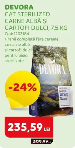 Animax Devora cat sterilized carne albă și cartofi dulci Ofertă