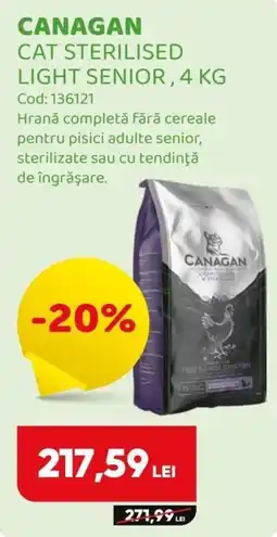 Animax Canagan cat sterilised light senior Ofertă