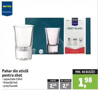 Metro pahar din sticlă pentru shot