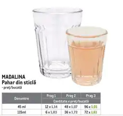 Metro Madalina pahar din sticlă Ofertă