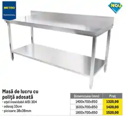 Metro Metro professional masă de lucru cu poliță adosată Ofertă