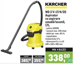 Metro Karcher wd 3 v-17/4/20 aspirator cu aspirare umedă/uscată Ofertă
