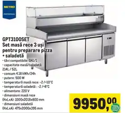 Metro Metro professional set masă rece 3 uși pentru preparare pizza + saladetă Ofertă