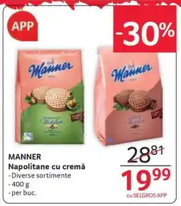 Selgros MANNER Napolitane cu cremă Ofertă