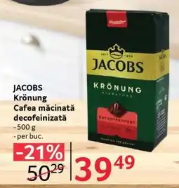 Selgros JACOBS Krönung Cafea măcinată decofeinizată Ofertă