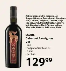 Selgros SOARE Cabernet Sauvignon Vin Ofertă