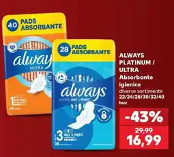 Kaufland ALWAYS PLATINUM / ULTRA Absorbante Ofertă
