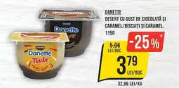 Mega Image Danette desert cu gust de ciocolata si caramel/biscuiti si caramel Ofertă