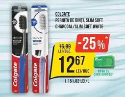 Mega Image Colgate periua de dinti, slim soft charcoal/slim soft white Ofertă