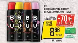 Mega Image B.u. deodorant spray, trendy/ wild/heartbeat/vibe Ofertă
