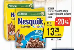 Mega Image Nesquik cereale cu ciocolată și vanilie/ciocolată, alfabet Ofertă