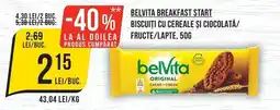 Mega Image Belvita breakfast start biscuiti cu cereale si ciocolata/fructe/lapte Ofertă