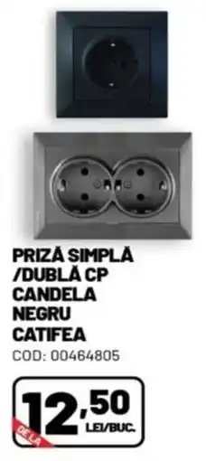Ambient Catifea priză simplă / dublă cp candela negru Ofertă