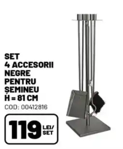 Ambient Set 4 accesorii negre pentru șemineu Ofertă