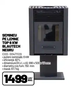Ambient Blautech semineu pe lemne top 6 kw negru Ofertă