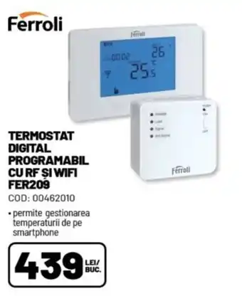 Ferroli termostat digital programabil cu rf si wifi fer209