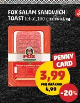 Penny FOX Salam sandwich toast Ofertă