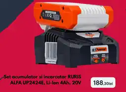 Brico Depôt Set acumulator si incarcator ruris alfa up2424e, li-ion 4ah, 20v Ofertă