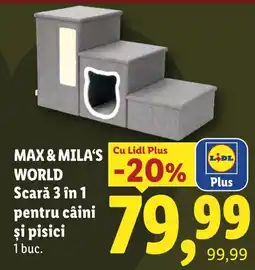 Lidl Max & Mila's World Scară 3 în 1 pentru câini și pisici Ofertă