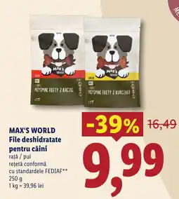 Lidl Max's World File deshidratate pentru câini Ofertă