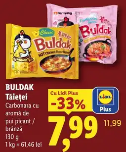 Lidl Buldak Tăietei Carbonara cu aromă de pui picant / brânză Ofertă
