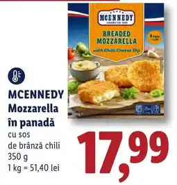 Lidl Mcennedy mozzarella în panadă cu sos de brânză chili Ofertă