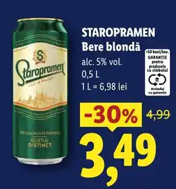 Lidl Staropramen Bere blondă Ofertă