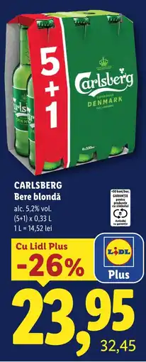 Lidl Carlsberg Bere blondă Ofertă