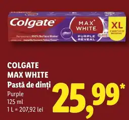 Lidl Colgate max white pastă de dinți purple Ofertă