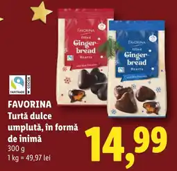 Lidl Favorina Turtă dulce umplută, în formă de inimă Ofertă