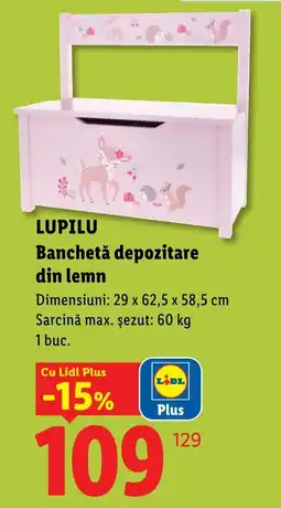 Lidl Lupilu banchetă depozitare din lemn Ofertă