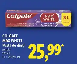 Lidl Colgate max white pastă de dinți purple Ofertă