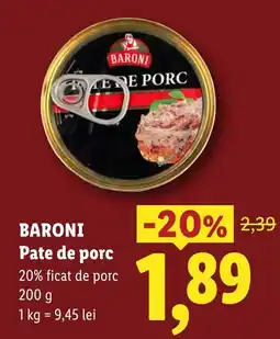 Lidl Baroni pate de porc Ofertă