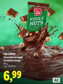 Lidl Fin Carré Ciocolată cu lapte cu alune întregi Ofertă