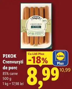 Lidl Pikok crenvurști de porc Ofertă