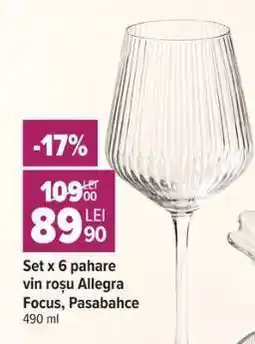 Carrefour Set x 6 pahare vin roșu Allegra Focus, Pasabahce Ofertă