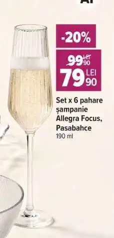 Set x 6 pahare șampanie Allegra Focus, Pasabahce