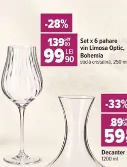 Carrefour Set x 6 pahare vin, Limosa Optic Bohemia Ofertă