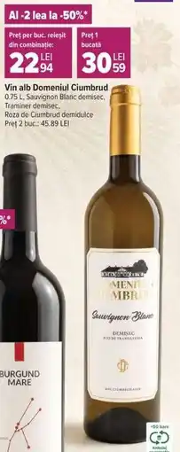 Carrefour Vin alb Domeniul Ciumbrud Ofertă