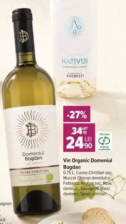 Carrefour Vin Organic Domeniul Bogdan Ofertă