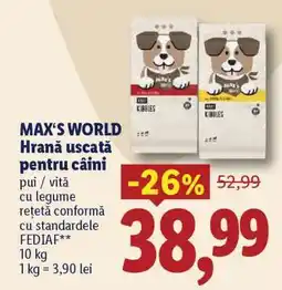 Lidl MAX'S WORLD Hrană uscată pentru câini Ofertă
